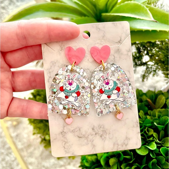 The White Rabbit Acrylic Earrings - Picture 3 of 5